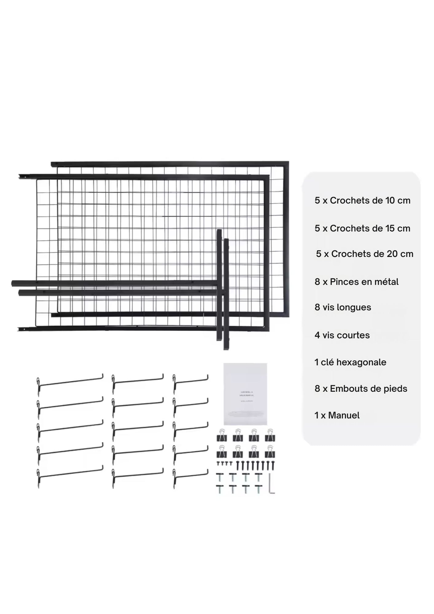 Lot de 2 panneaux muraux à grille double face