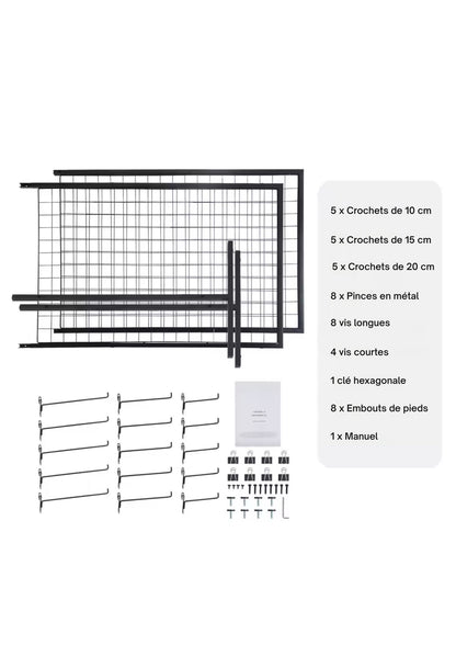 Lot de 2 panneaux muraux à grille double face