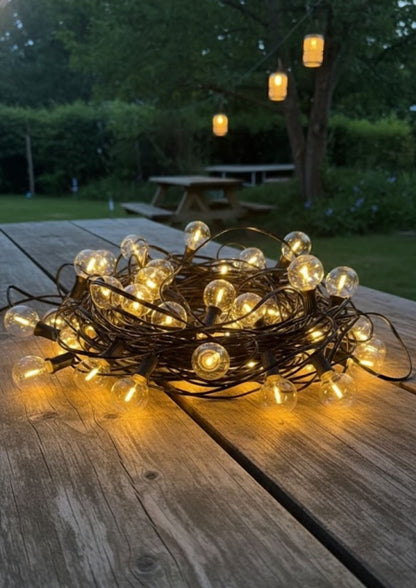 Guirlande solaire de 9.5 m avec 26 ampoules LED G40