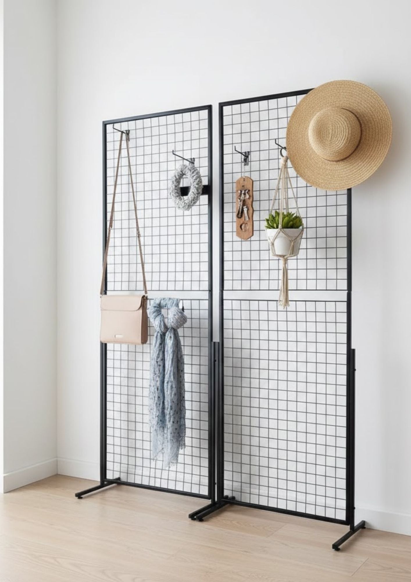 Lot de 2 panneaux muraux à grille double face