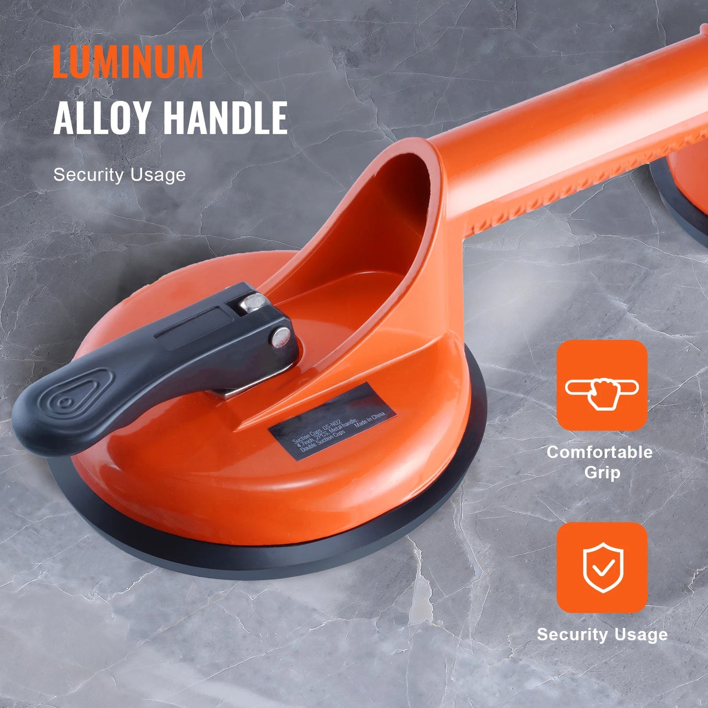 2 ventouses sous vide en verre, capacité 330 lb, avec poignée en aluminium