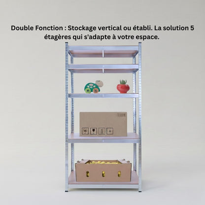 2 étagères métalliques solides 5 niveaux